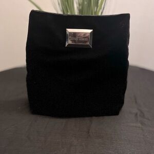 GEORGIO ARMANI: Black velvet clutch bag.